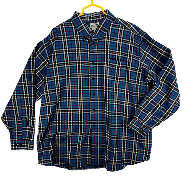 L.L. Bean Brushed Flannel Shirt Men’s XXL Red Blue Tartan Workwear Fall Layer - Picture 1 of 12